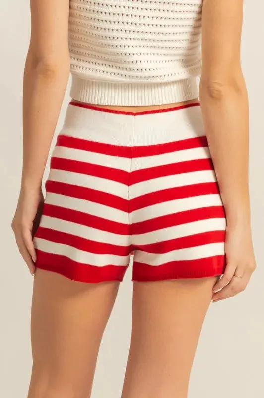 Simple Striped Knit Shorts