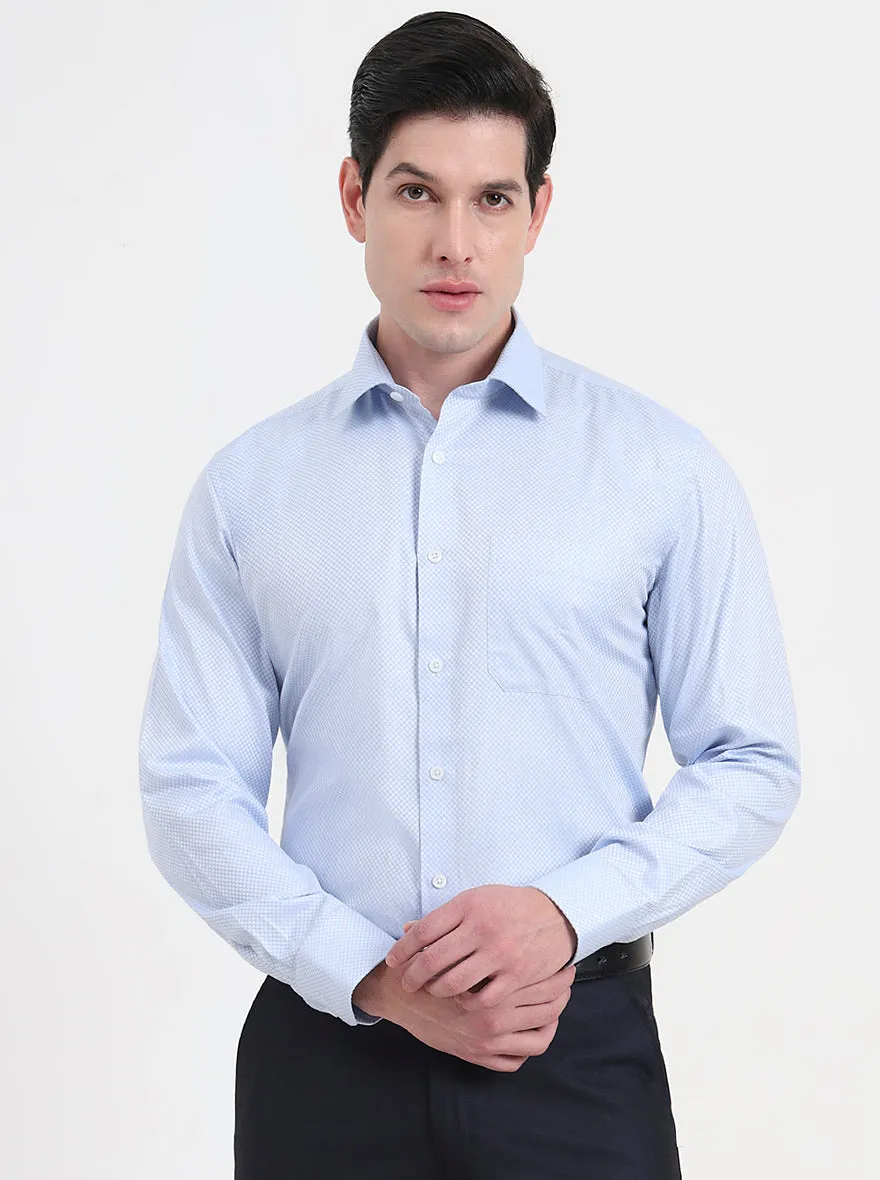 Sky Blue Solid Regular Fit Formal Shirt | JadeBlue