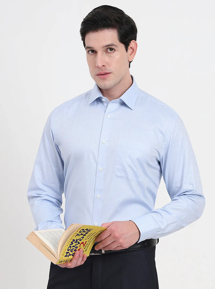 Sky Blue Solid Regular Fit Formal Shirt | JadeBlue