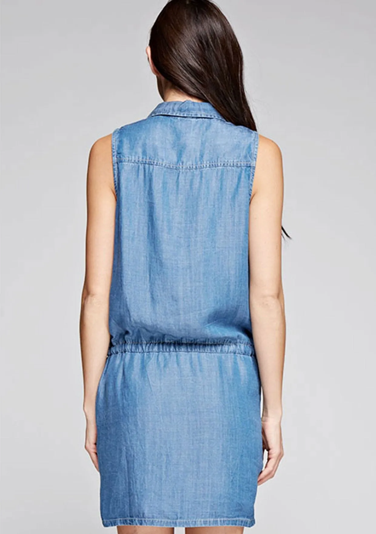 Sleeveless Tencel Mini Shirt Dress