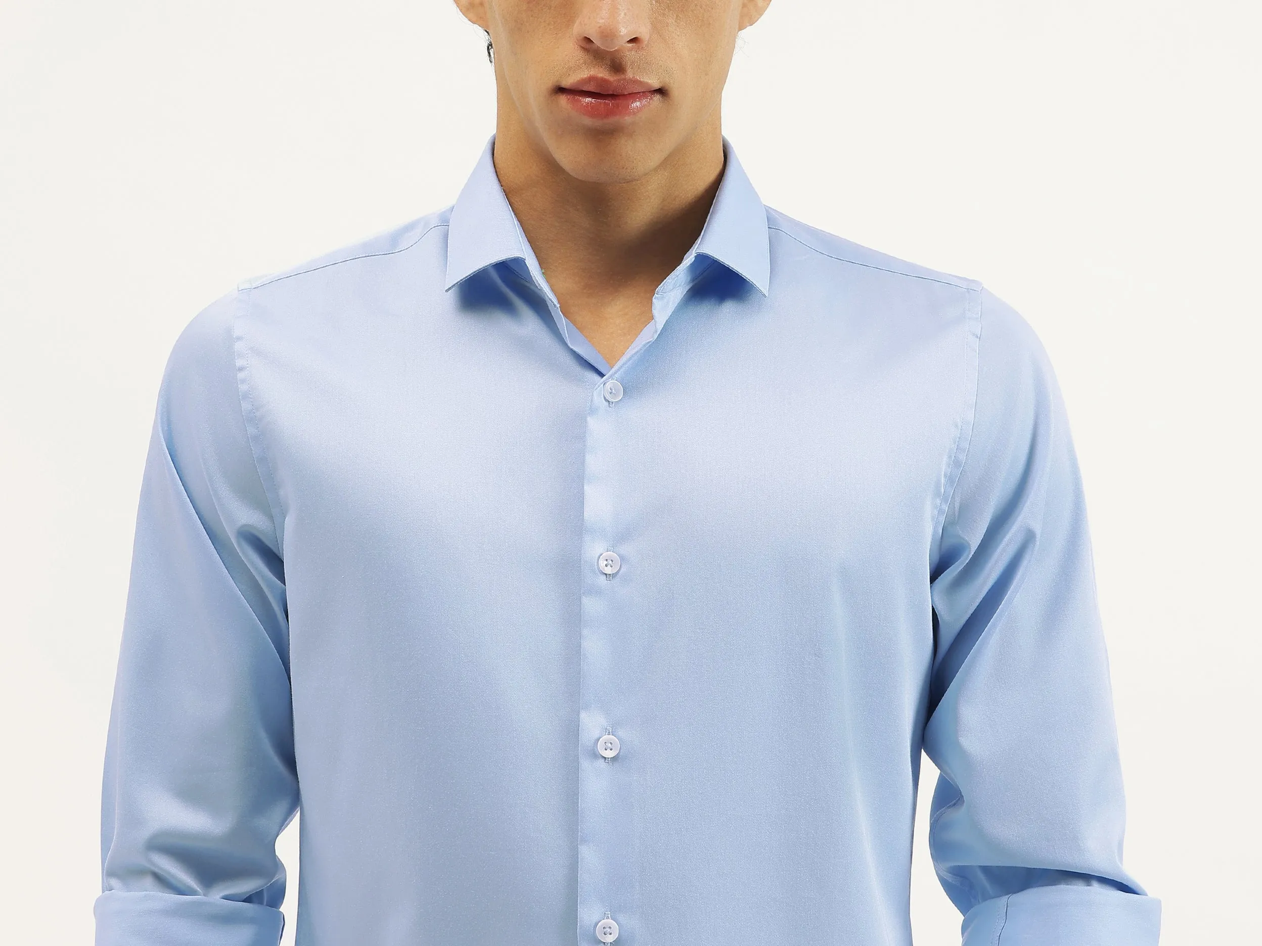Slim Fit Cut Away Solid Shirt