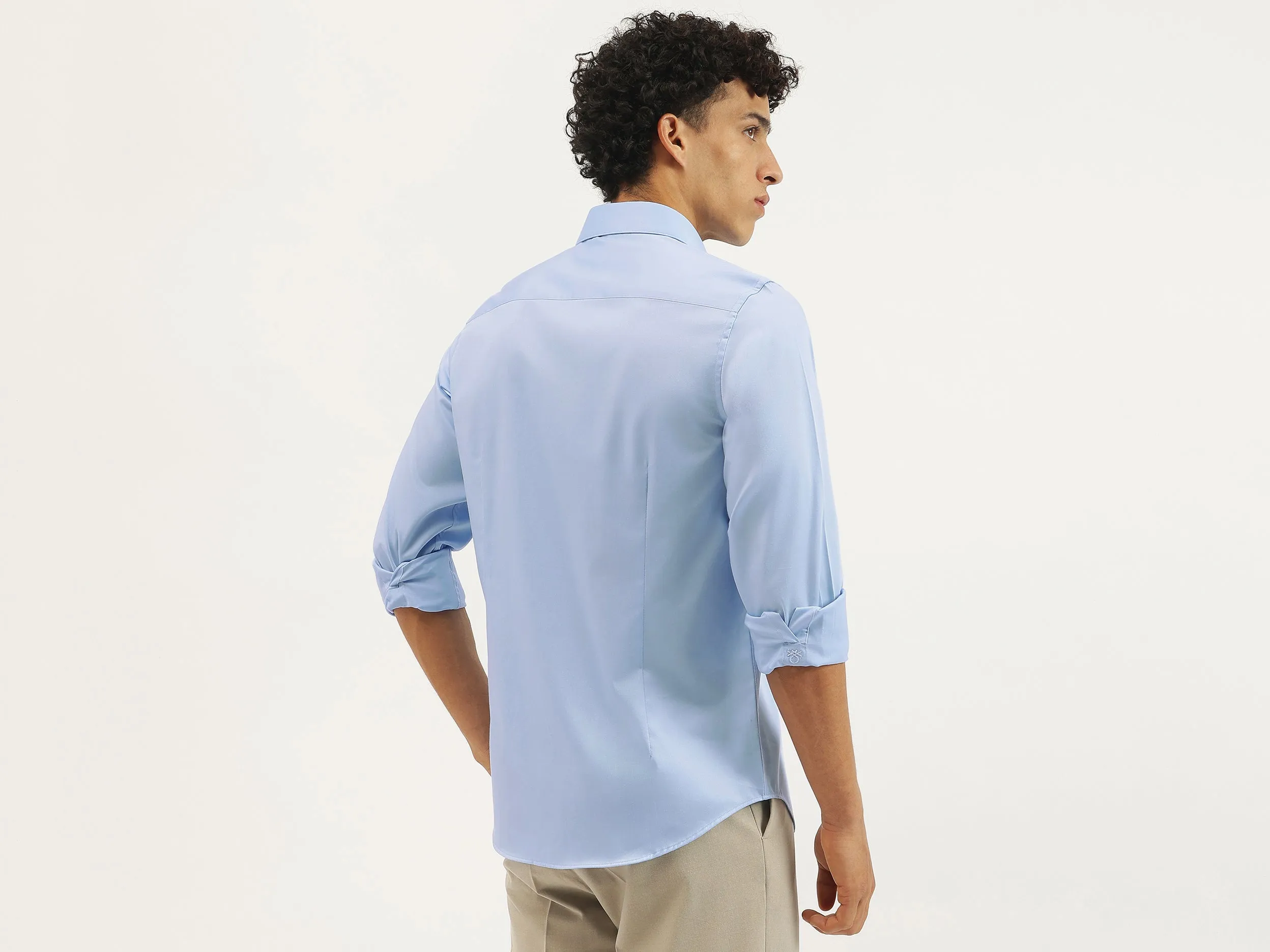 Slim Fit Cut Away Solid Shirt