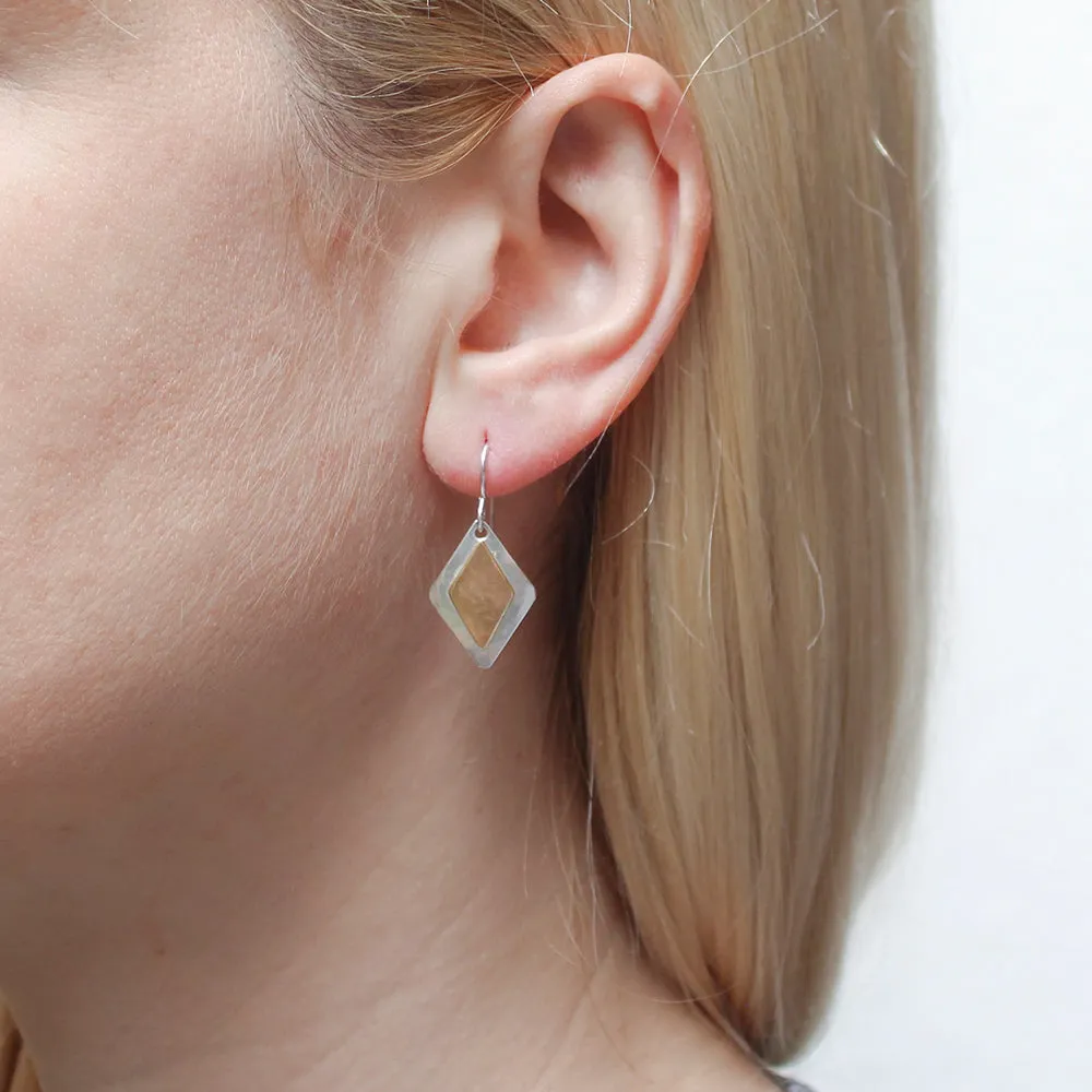 Small Layered Diamonds Wire Earring