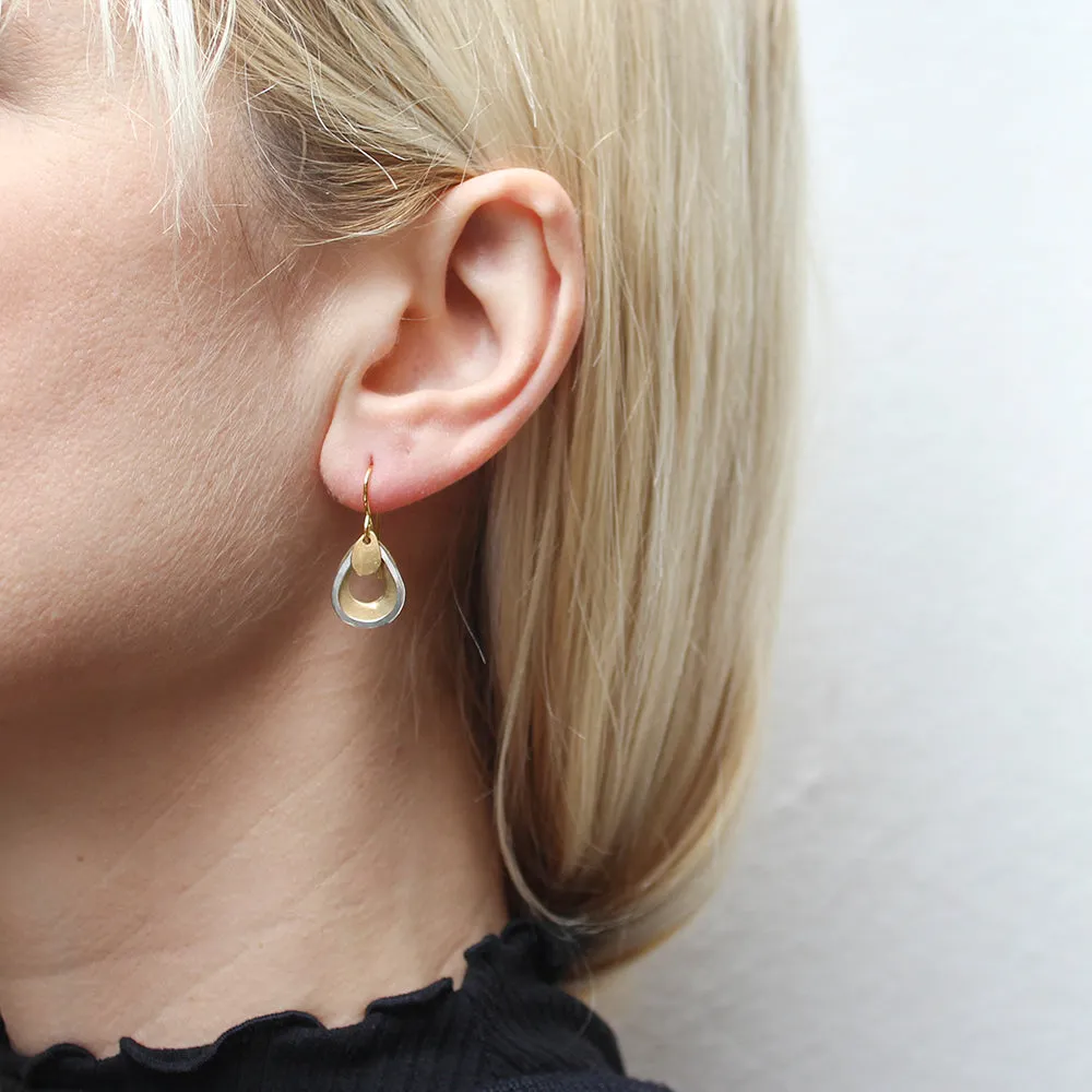 Small Layered Teardrop Rings Wire Earrings