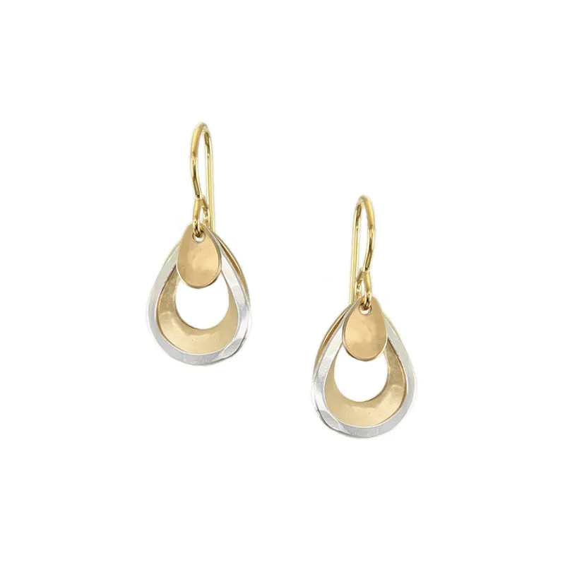 Small Layered Teardrop Rings Wire Earrings