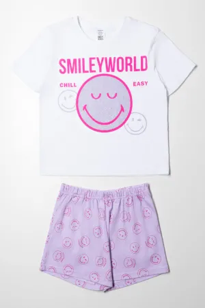 Smiley Shorty Set White