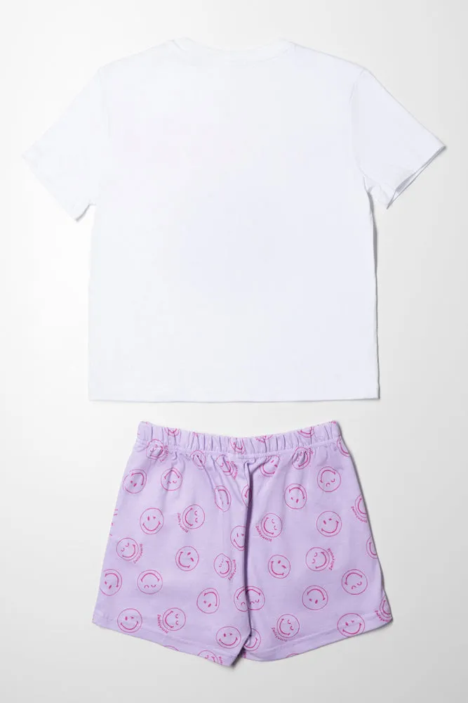 Smiley Shorty Set White
