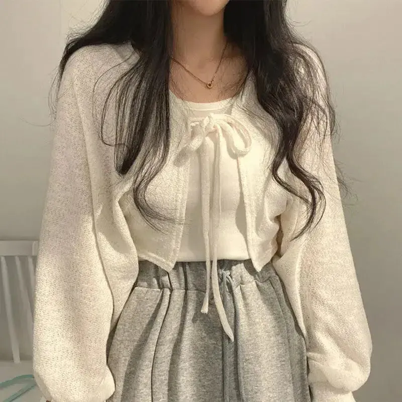 Soft Girl Lace-Up Cardigan Jacket for Cozy Chic Style