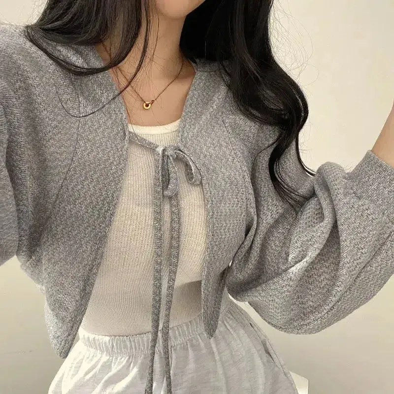 Soft Girl Lace-Up Cardigan Jacket for Cozy Chic Style