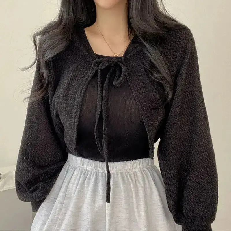 Soft Girl Lace-Up Cardigan Jacket for Cozy Chic Style