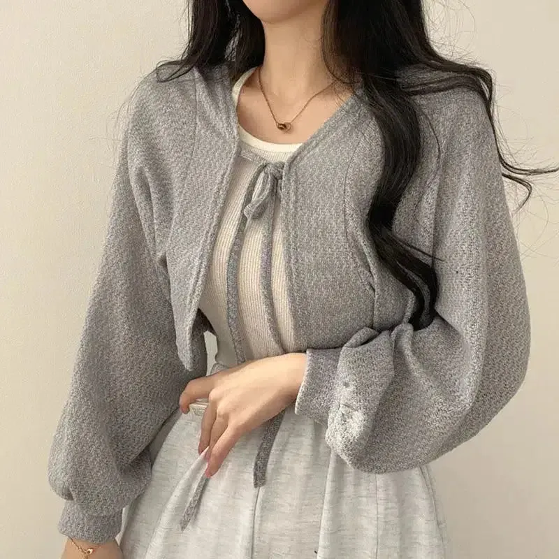 Soft Girl Lace-Up Cardigan Jacket for Cozy Chic Style