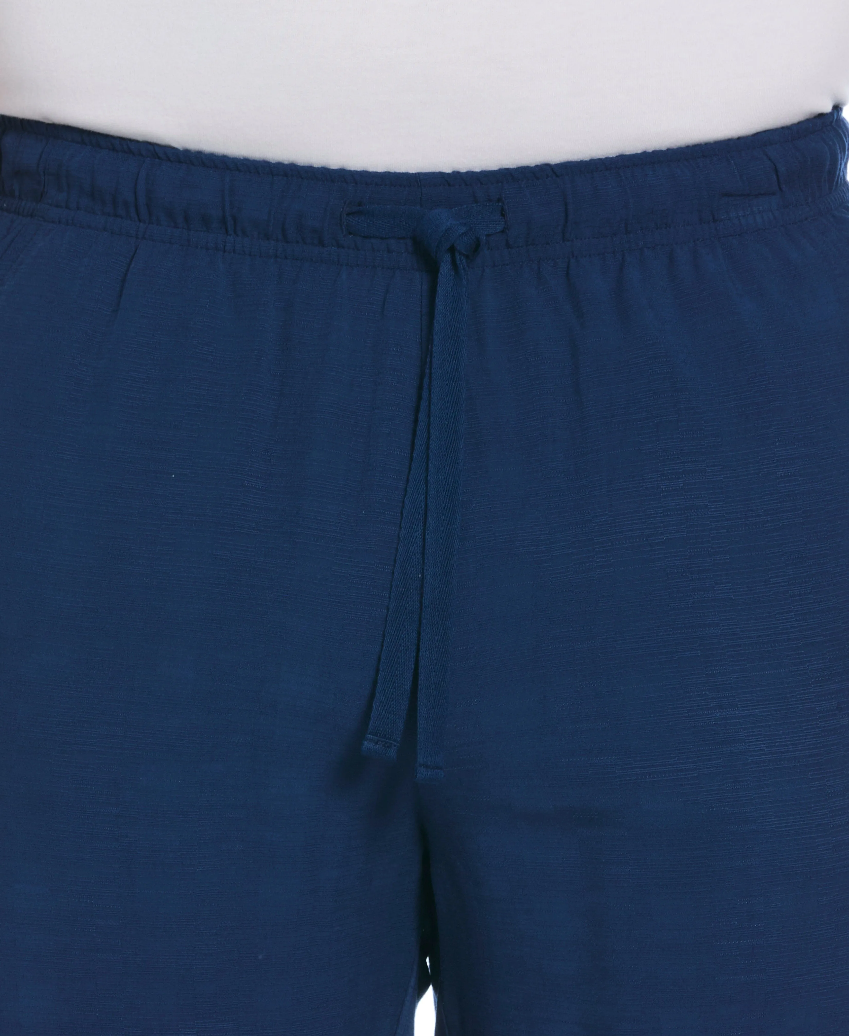 Solid Textured Pull On Drawstring Shorts