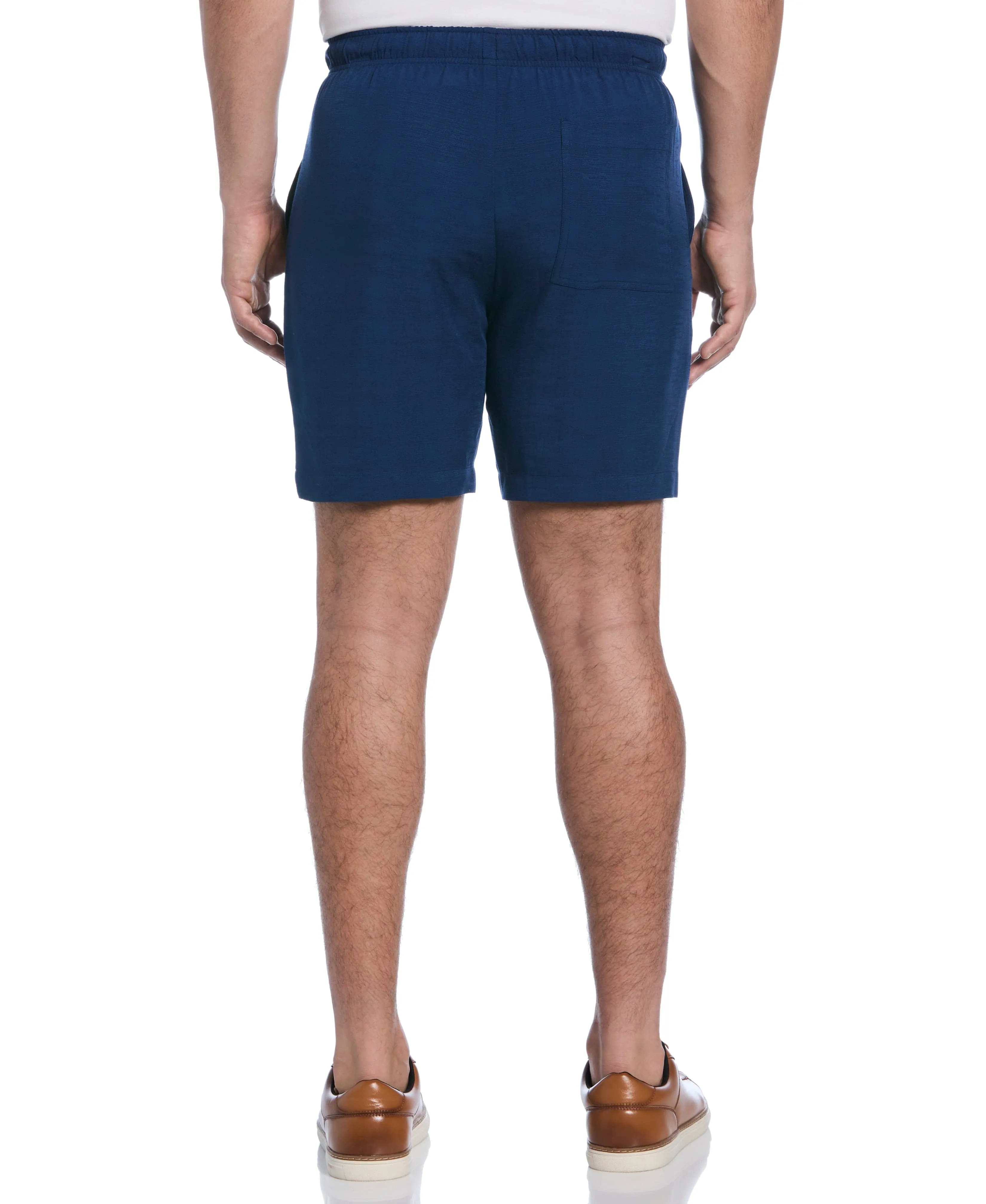 Solid Textured Pull On Drawstring Shorts