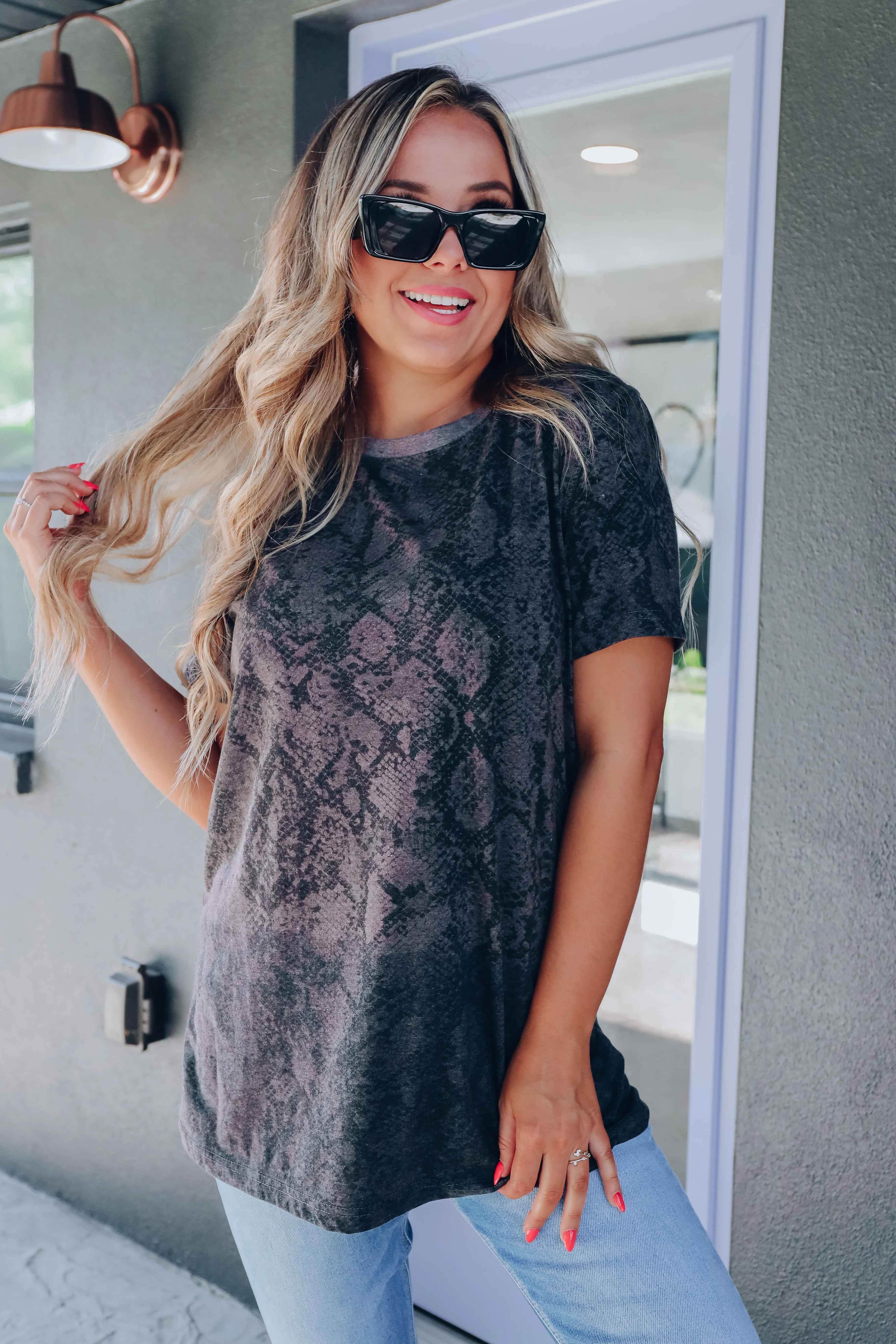 Sophie Crew Neck Snake Print Tee