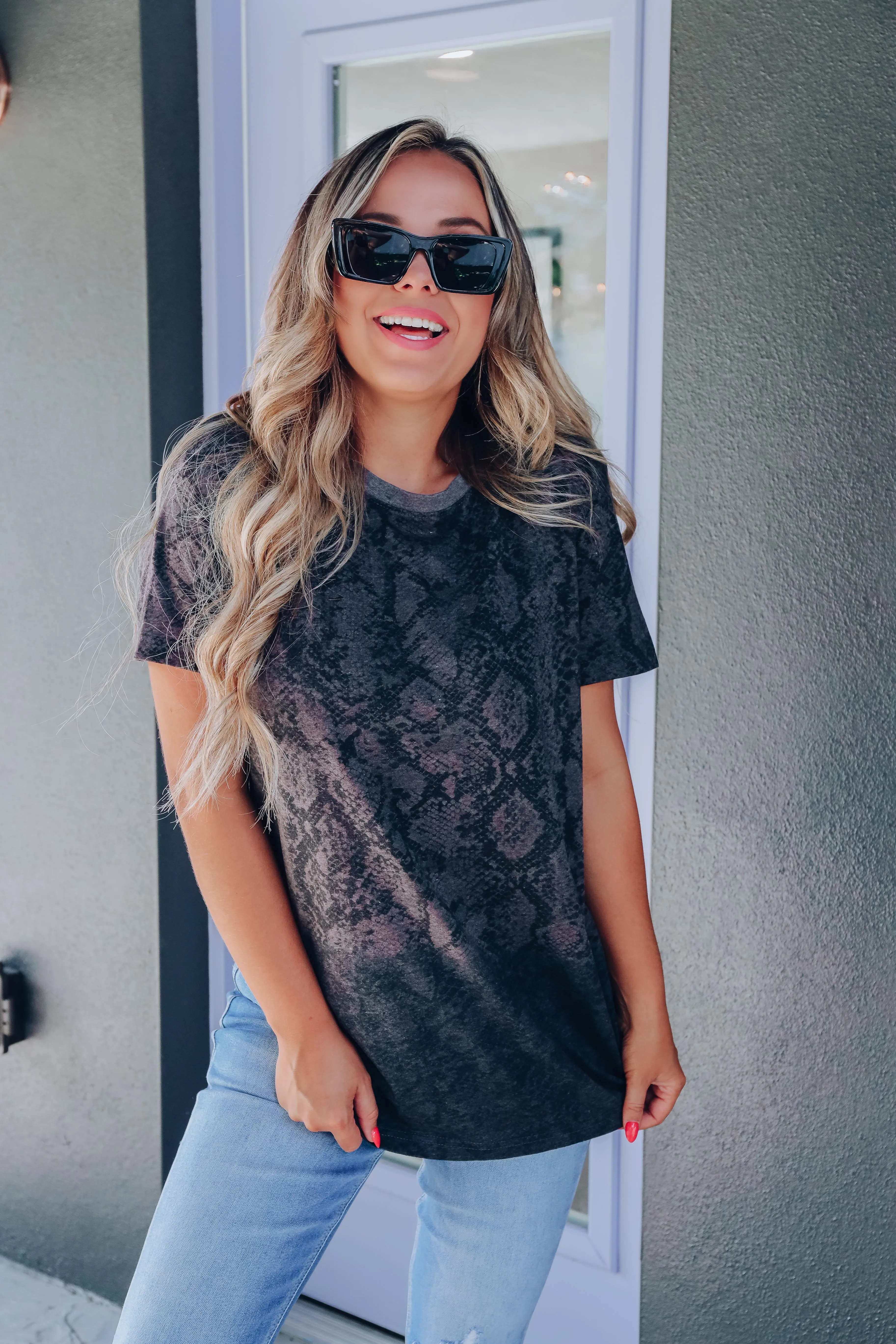 Sophie Crew Neck Snake Print Tee