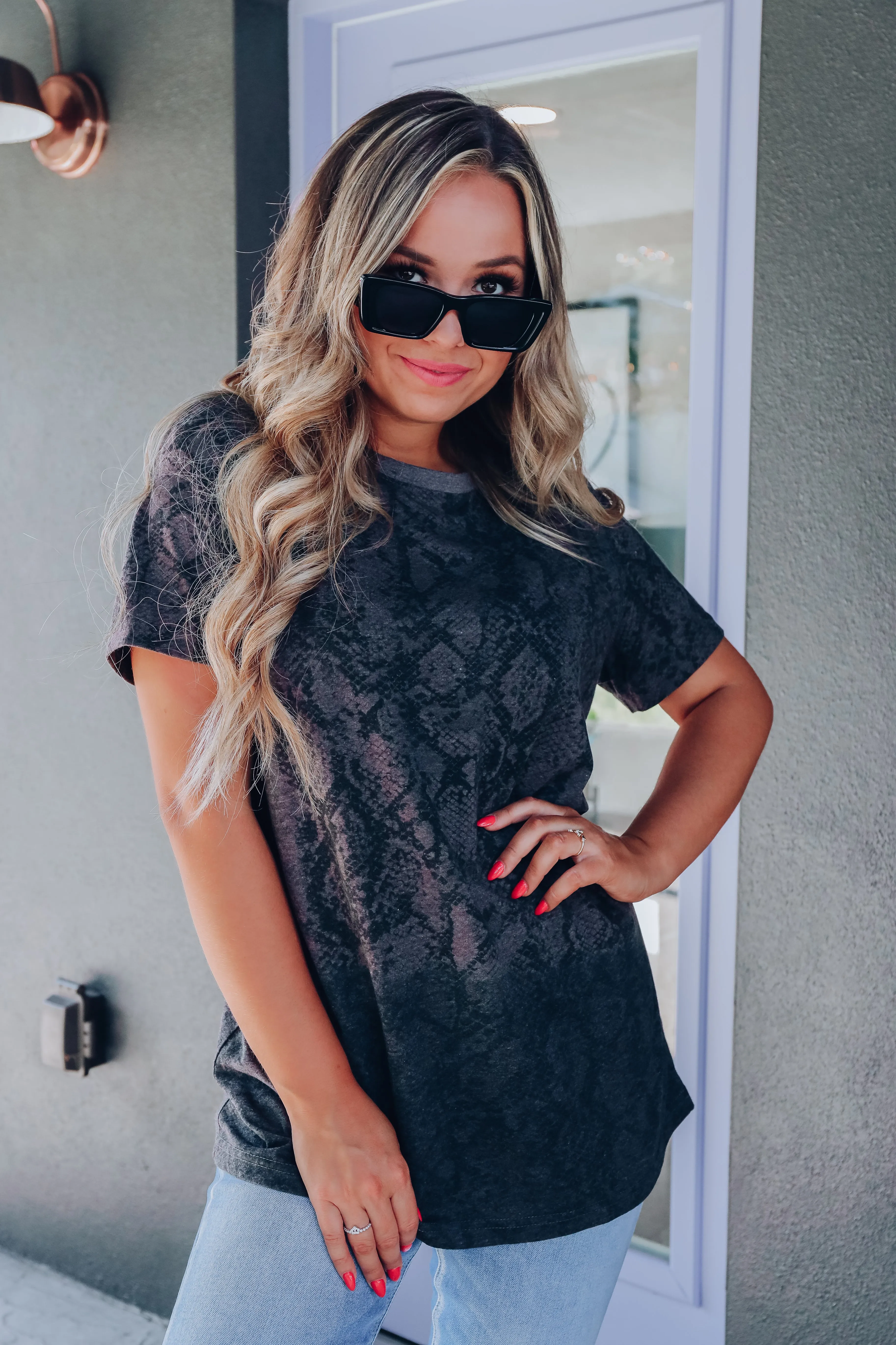 Sophie Crew Neck Snake Print Tee