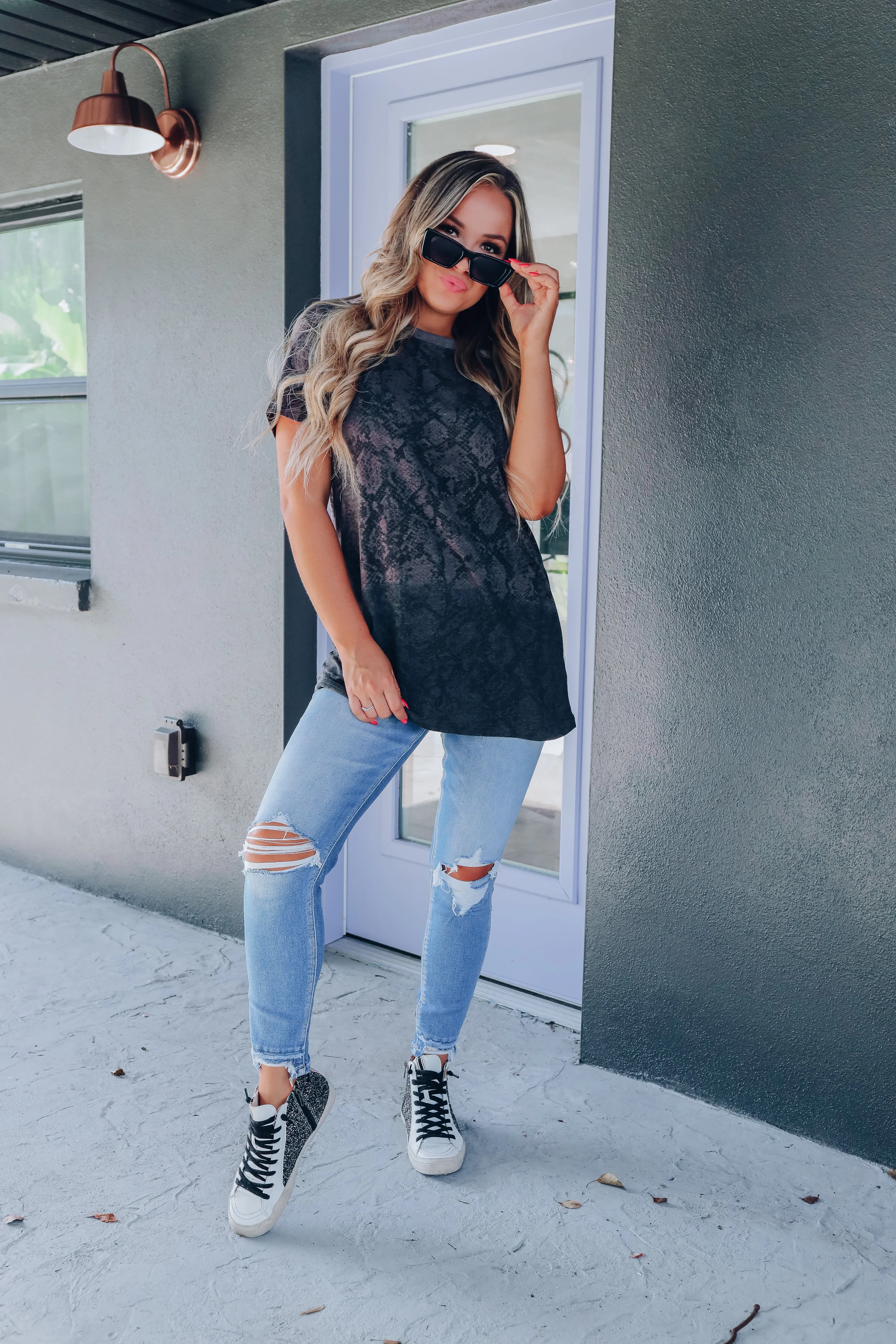Sophie Crew Neck Snake Print Tee