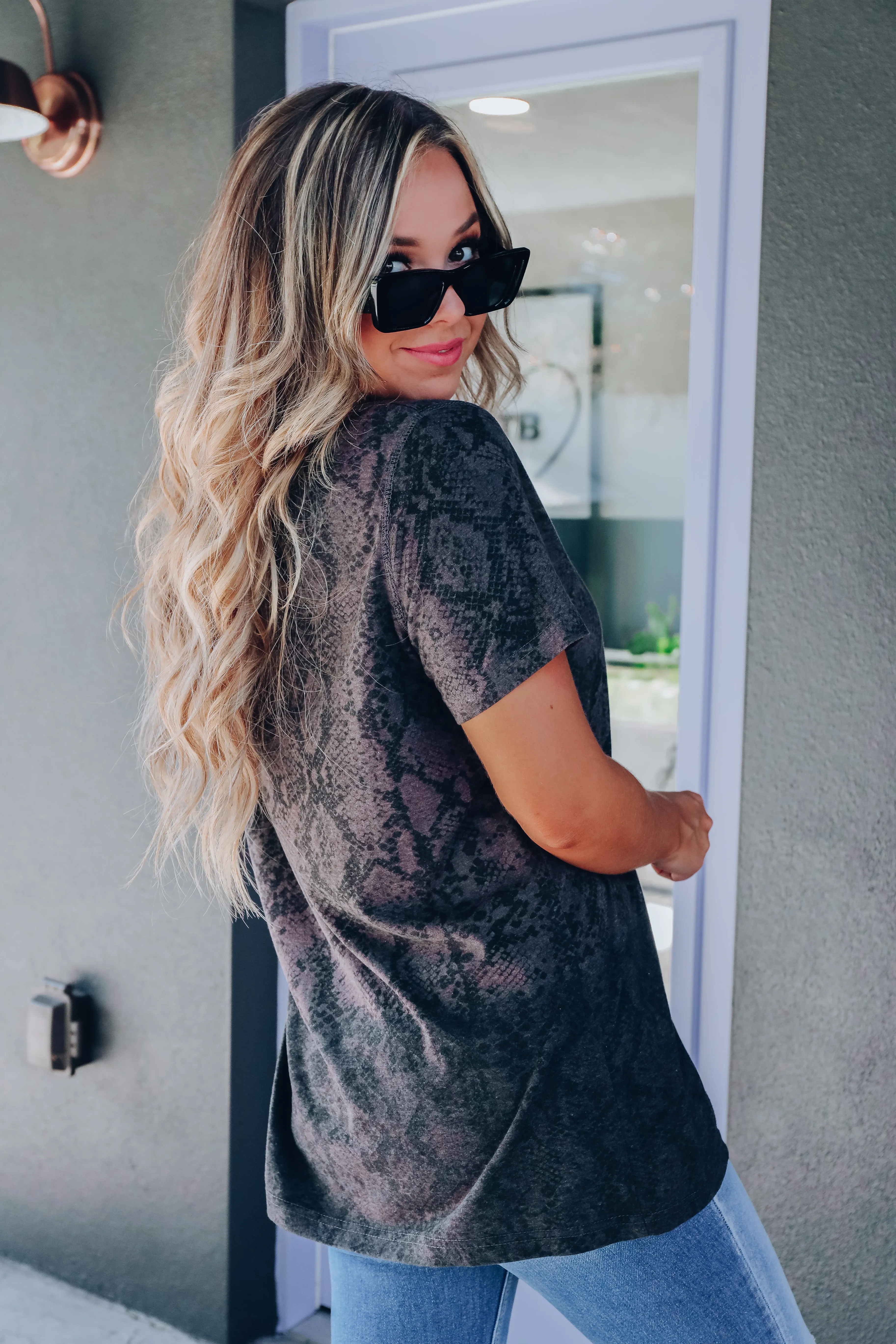 Sophie Crew Neck Snake Print Tee