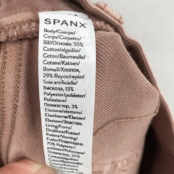 SPANX Stretch Twill Shorts 6&quot; Stretchy High Waist Casual in Mauve Size Large