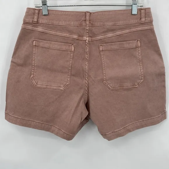 SPANX Stretch Twill Shorts 6&quot; Stretchy High Waist Casual in Mauve Size Large