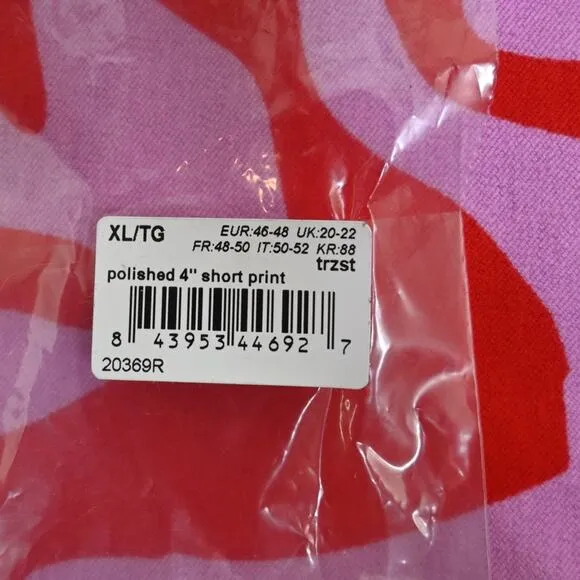 SPANX Womens XL On the Go Print 4-Inch Shorts in True Red Zebra Stripe NEW