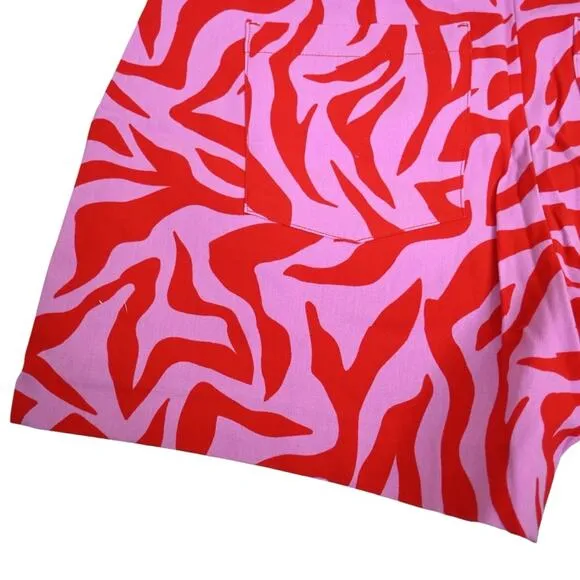 SPANX Womens XL On the Go Print 4-Inch Shorts in True Red Zebra Stripe NEW