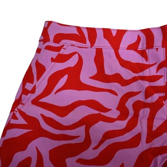 SPANX Womens XL On the Go Print 4-Inch Shorts in True Red Zebra Stripe NEW