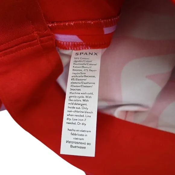 SPANX Womens XL On the Go Print 4-Inch Shorts in True Red Zebra Stripe NEW
