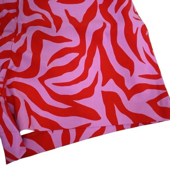 SPANX Womens XL On the Go Print 4-Inch Shorts in True Red Zebra Stripe NEW