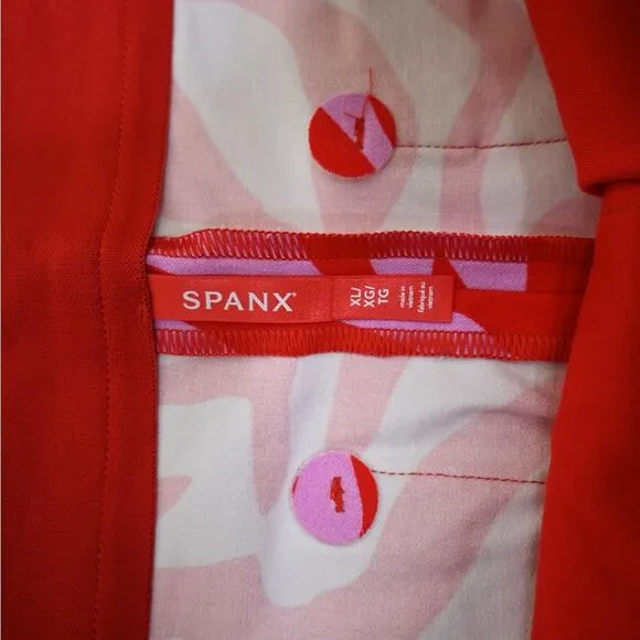 SPANX Womens XL On the Go Print 4-Inch Shorts in True Red Zebra Stripe NEW