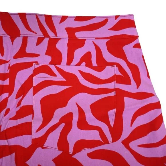 SPANX Womens XL On the Go Print 4-Inch Shorts in True Red Zebra Stripe NEW
