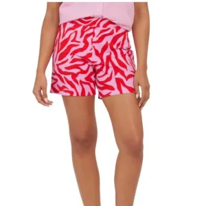 SPANX Womens XL On the Go Print 4-Inch Shorts in True Red Zebra Stripe NEW
