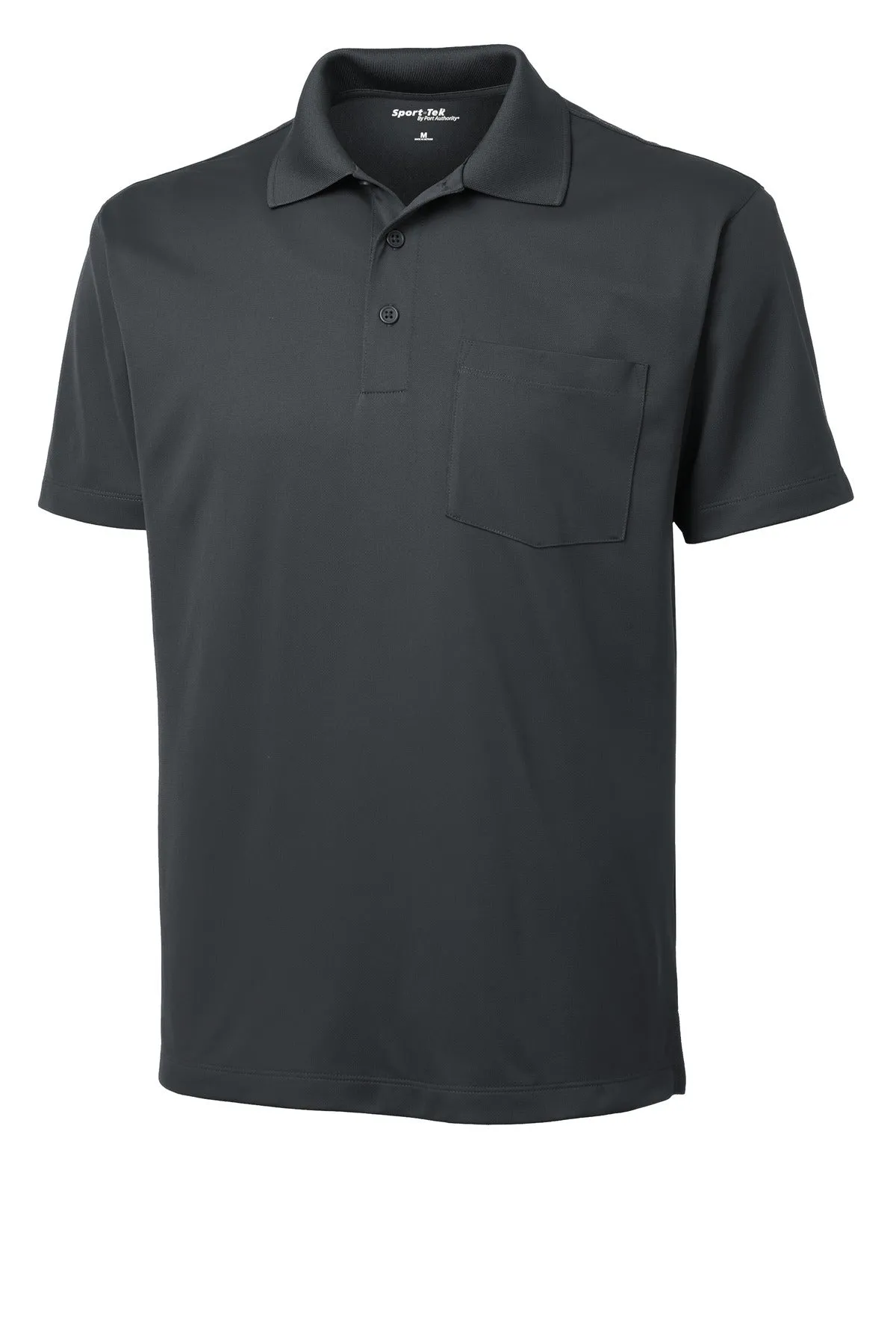 Sport-Tek Micropique Sport-Wick Pocket Polo. ST651 Iron Grey
