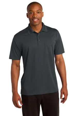 Sport-Tek Micropique Sport-Wick Pocket Polo. ST651 Iron Grey