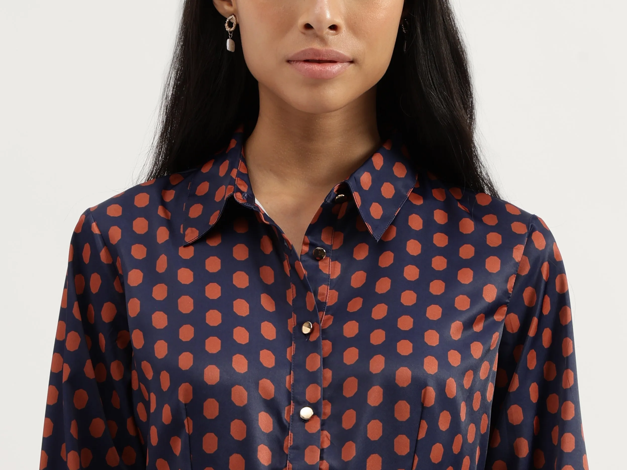 Spread Collar Polka Print Dresses