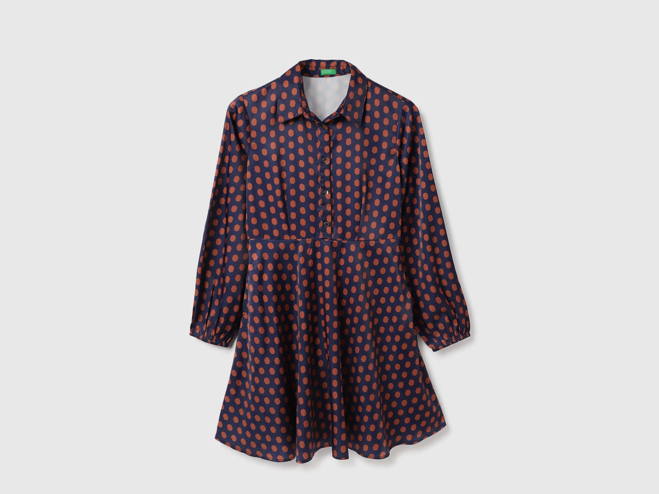 Spread Collar Polka Print Dresses