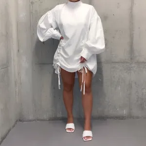 Stand collar loose and versatile shirt dress