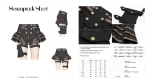 Steampunk Shorts with Adjustable Removable Belt - Black/Coffee -