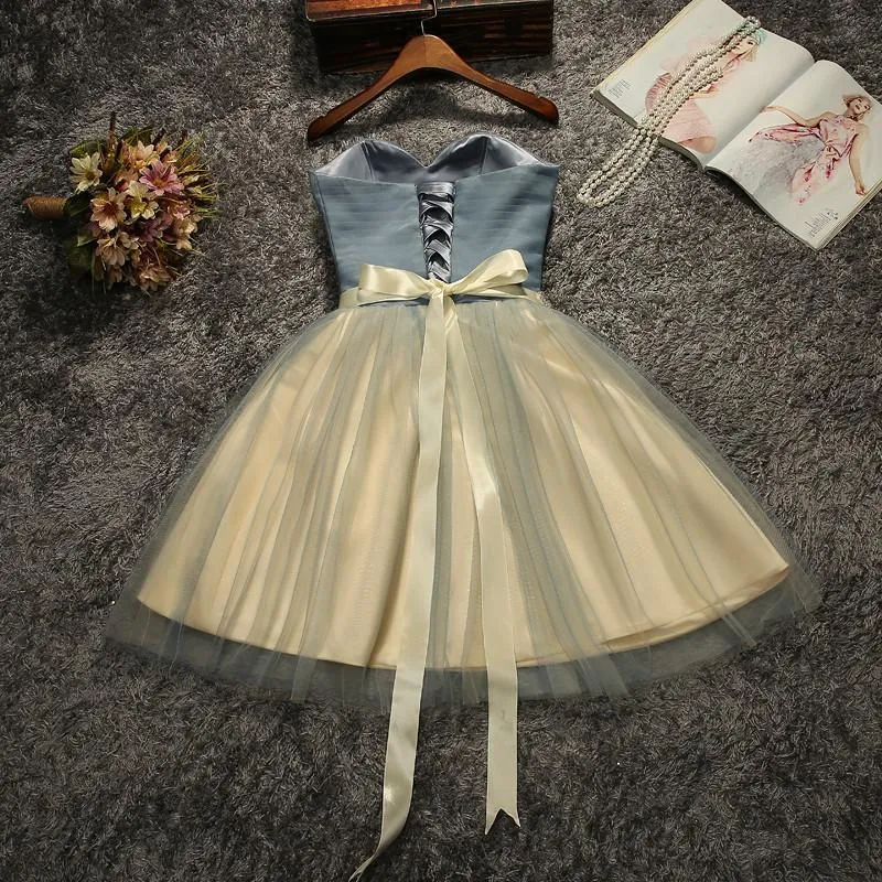 Strapless Beaded Belt Two colors Skirt Homecoming Dresses, Affordable Short Party Sweet 16 Dresses, Perfect Homecoming Cocktail Dresses, CM566
