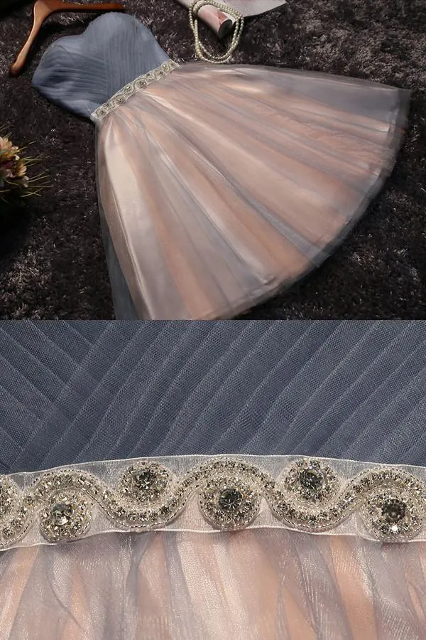 Strapless Beaded Belt Two colors Skirt Homecoming Dresses, Affordable Short Party Sweet 16 Dresses, Perfect Homecoming Cocktail Dresses, CM566
