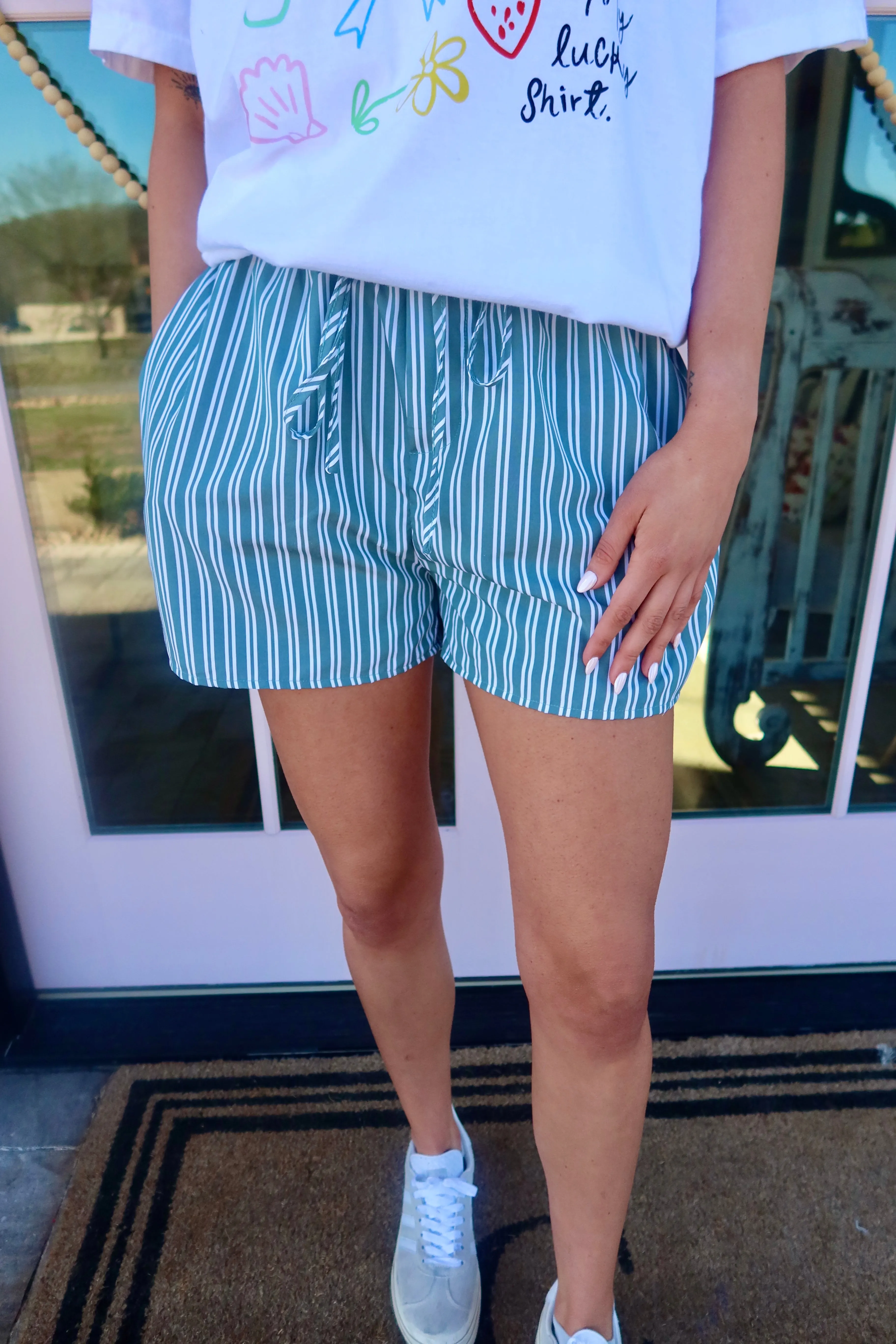 Striped Poplin Shorts