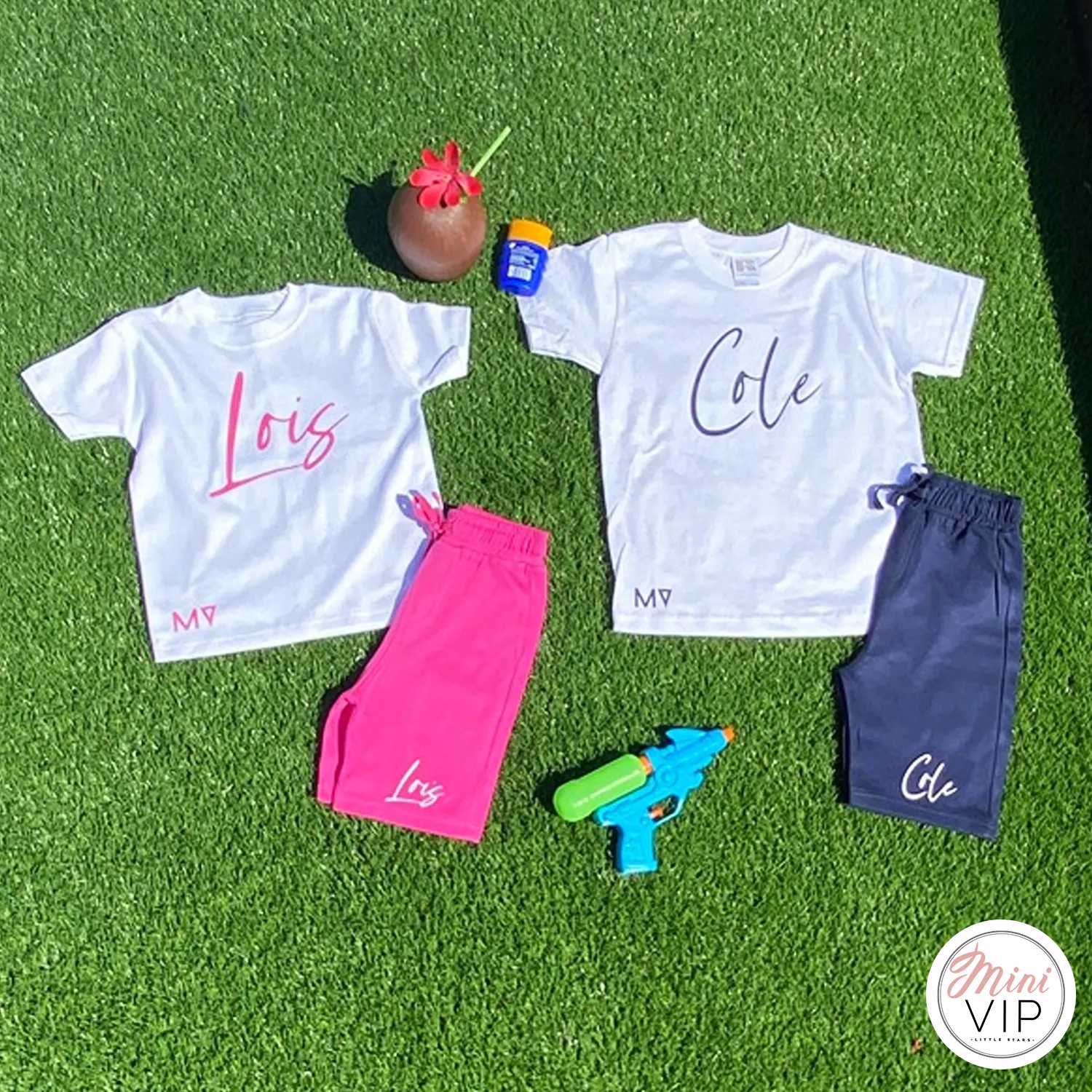 Stylistic Name - Navy Shorts & White T-Shirt Summer Set
