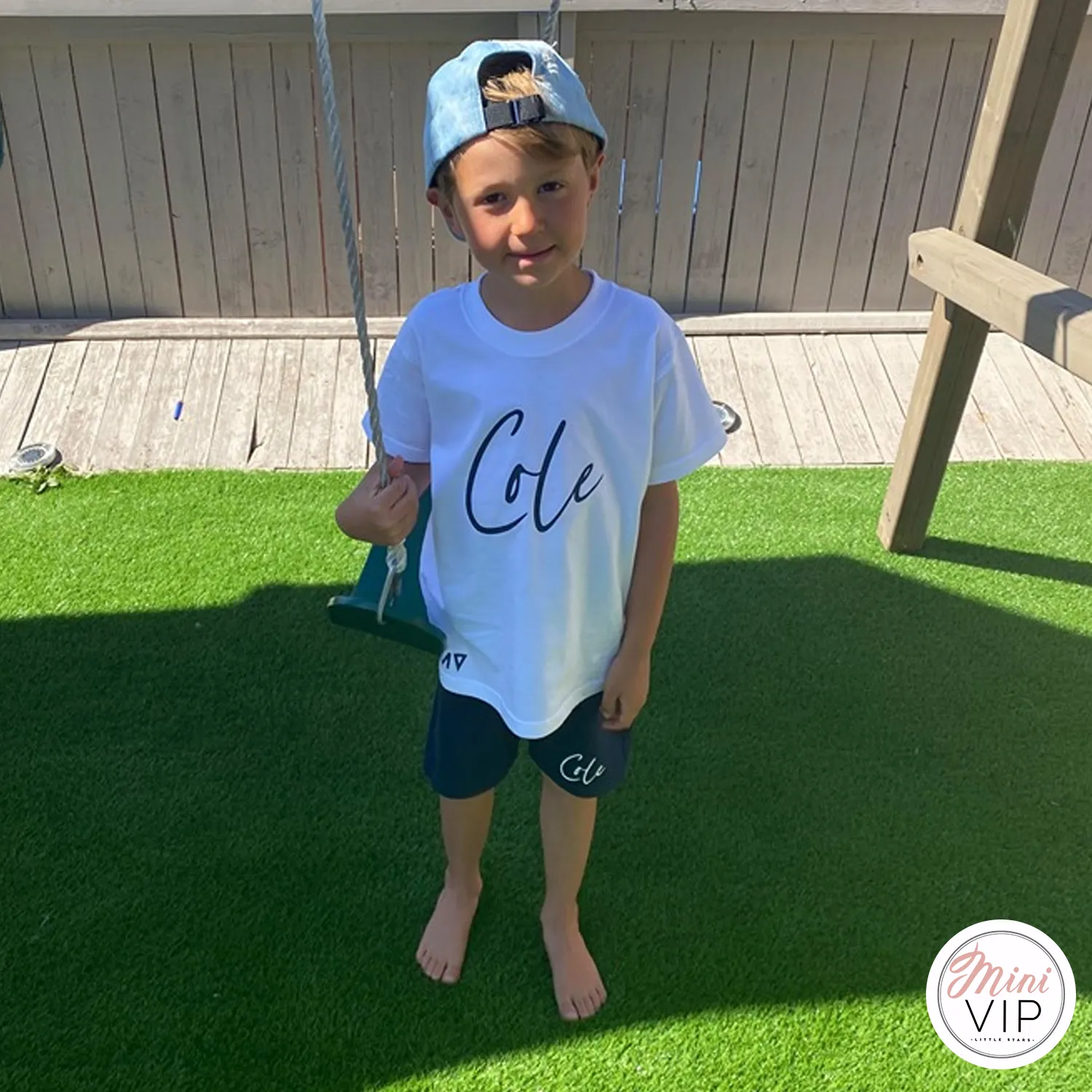 Stylistic Name - Navy Shorts & White T-Shirt Summer Set