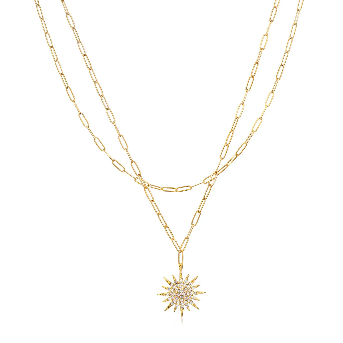 Sunburst Charm Layered Necklace