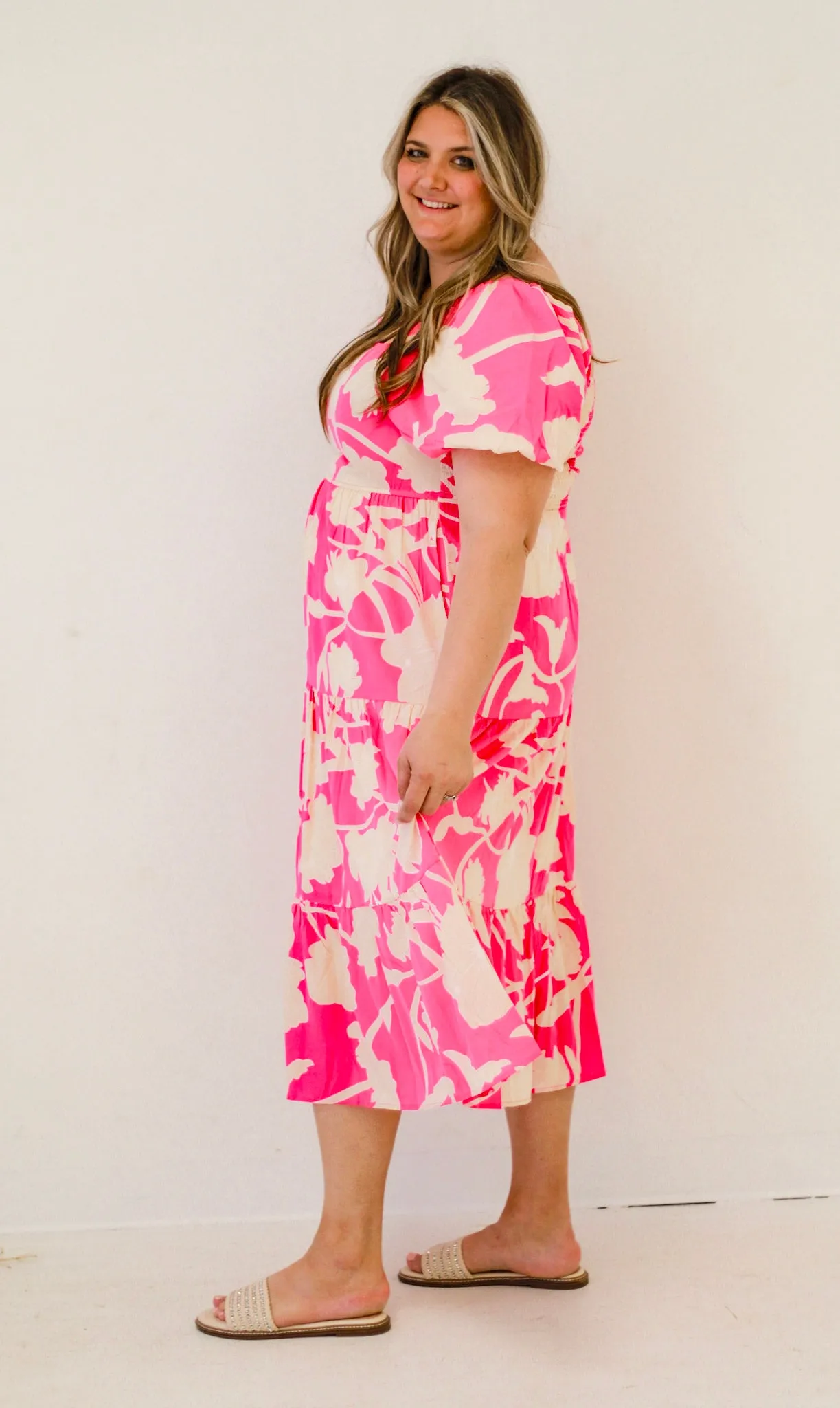 Sunday Bliss Elizabeth Pink & Cream Dress