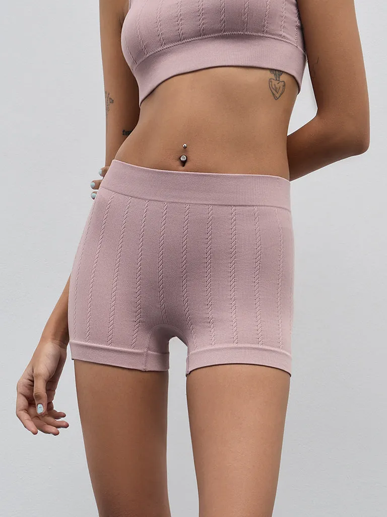 Superstar Mauve Ribbed Seam-Free Boy Shorts Brief