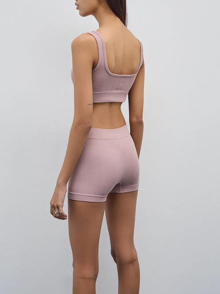 Superstar Mauve Ribbed Seam-Free Boy Shorts Brief
