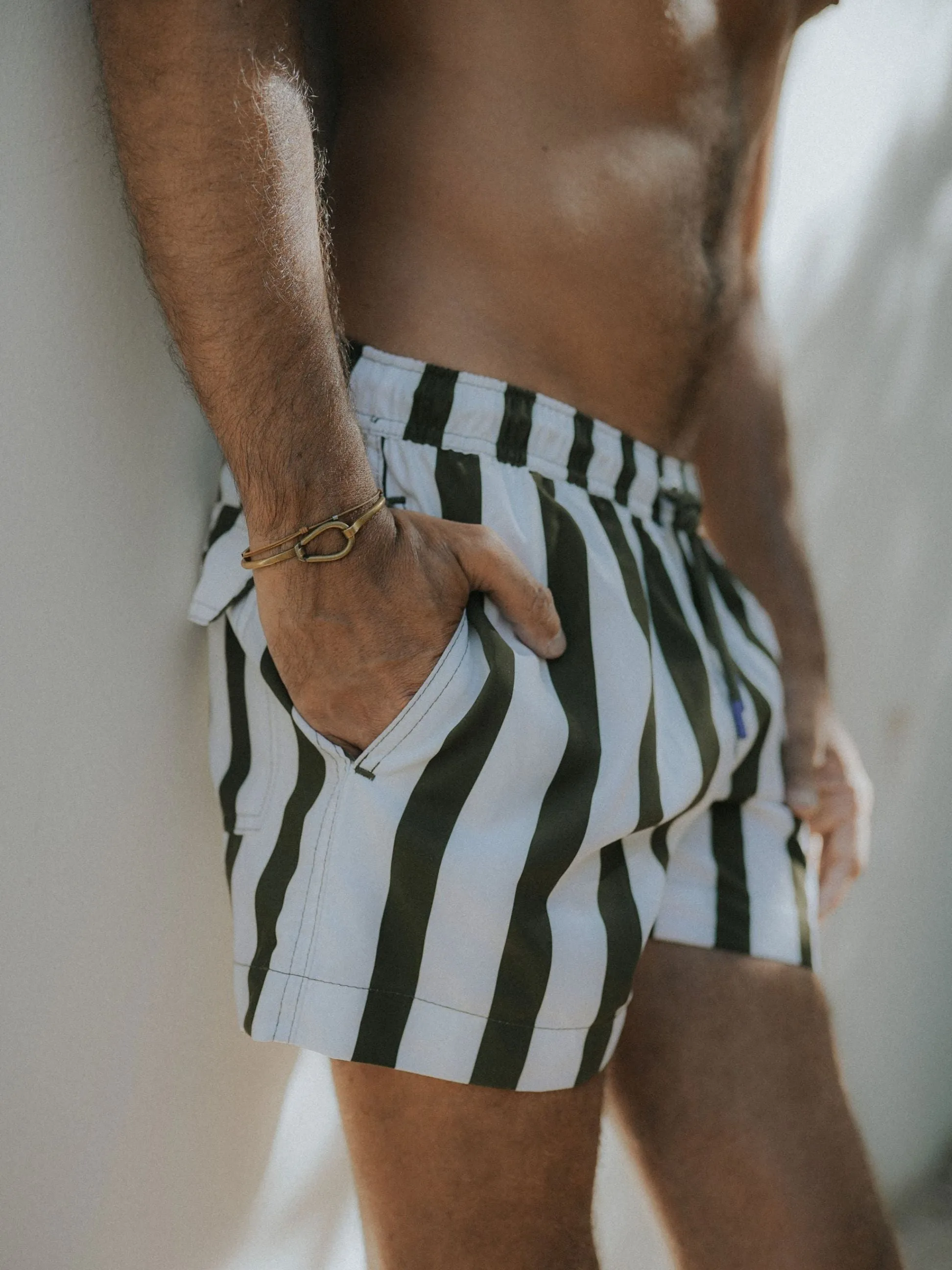 Swimsuit | White & Olive Stripes