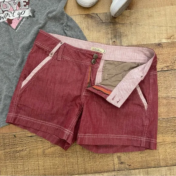 Tailored Light Burgundy Pink Denim Textured Shorts