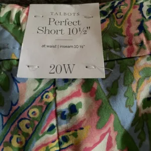 Talbots Perfect Shorts, colorful floral/paisley, size 20W, inseam 10.5”, NWT